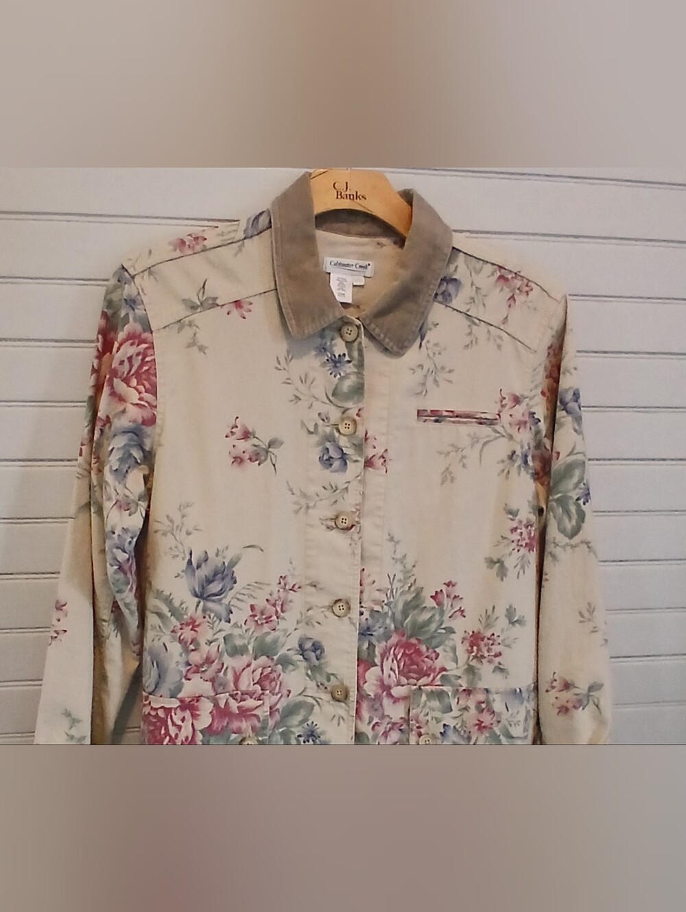 Floral Large Barn Chore Coat Linen Blend Coldwater Creek Cottagecore